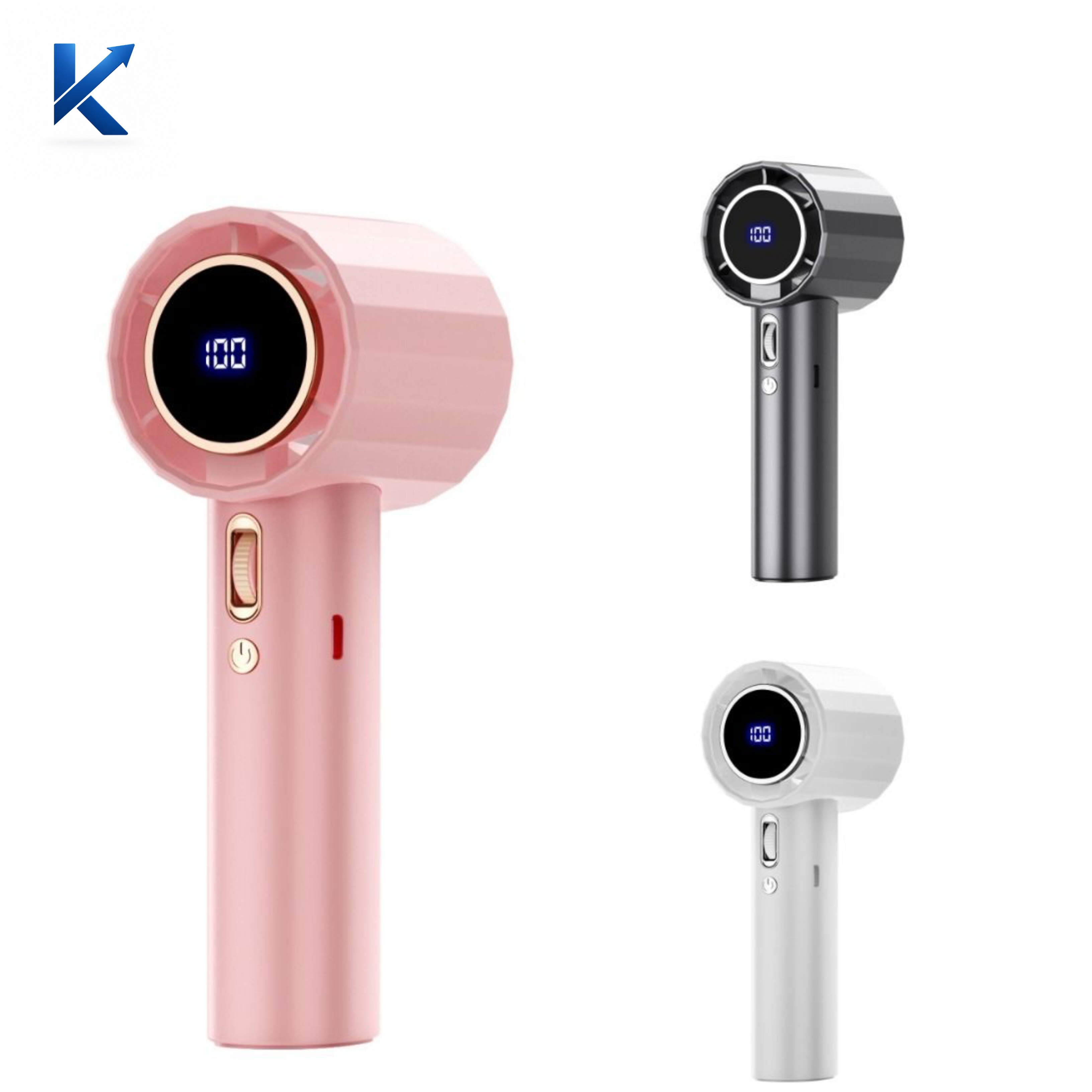 100-Speed Rechargeable Mini Handheld Turbo Fan with LED Display – Portable USB Type-C Cooling Fan