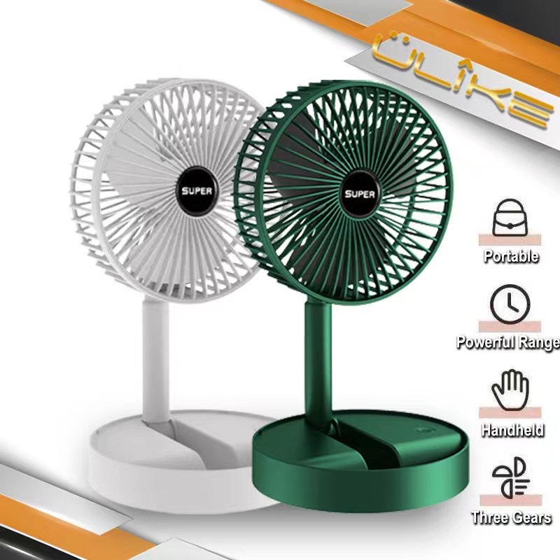 Portable Rechargeable Folding Fan – 2000mAh USB Rechargeable Foldable Desk Fan with 3 Speed Modes